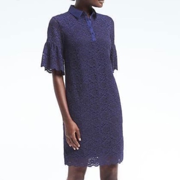 BANANA REPUBLIC Navy Blue Lace Polo Dress